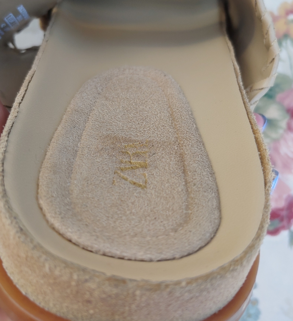 Zara Tan Suede Double Strap Slide Sandals with Gromets Women's size US 11 Euro 4 - Picture 15 of 17